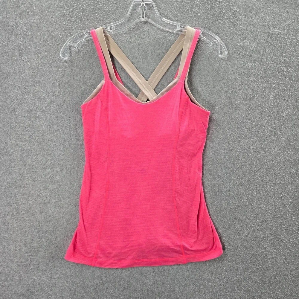 Lululemon Women Activewear Tank Top 6 Pink Run For Gold Built in‎ Bra Sleeveless